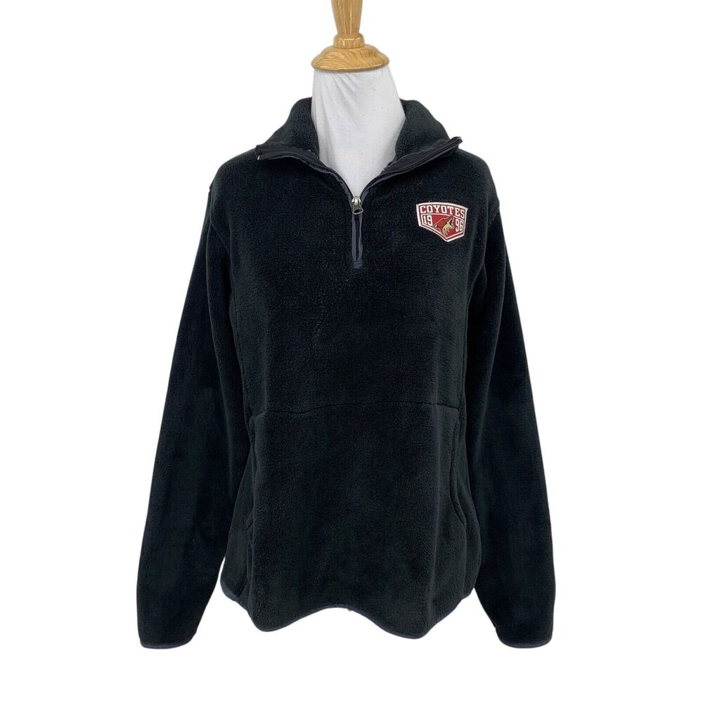 Phoenix Coyotes Sweater Womens M Medium Black Quarter Zip Fleece Jacket NHL